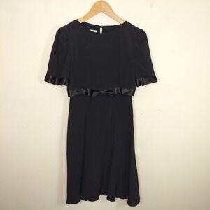 Rimini Black Vintage Dress w/ Bow Short Sleeve Satin Trim